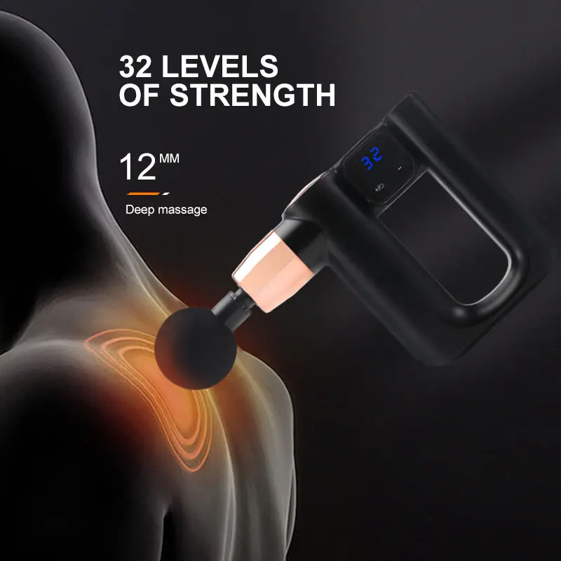32 속도 조절 가능한 블랙 LCD 터치 스크린 디스플레이 근육 이완 전기 마사지 진동 깊은 근막 총 사용자 정의 로고