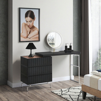 Table à langer moderne minimaliste en bois de style européen avec miroir éclairé par LED, rangement, design durable, écologique pour la chambre à coucher, l'appartement