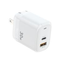 Nouveau chargeur électrique USB-C 2 ports PD 30W avec charge rapide et charge inversée pour Android/appareil photo, protection OVP/OTP