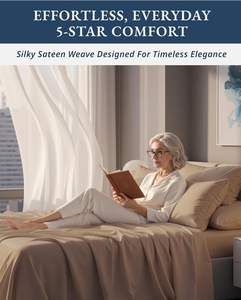 100% エジプト綿 キングシーツセット 自然冷却 通気性 サテン 4点セット キングシーツ、本物の長繊維綿 - Product Image 4