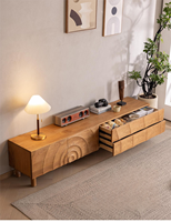 Meuble TV de salon, armoire de rangement en bois, style antique de luxe, durable, petit modèle pour la maison avec 2 compartiments