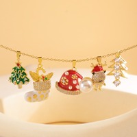Nuevas llegadas COLLAR COLGANTE de Navidad de estilo europeo collar de acero inoxidable con goteo de aceite avanzado