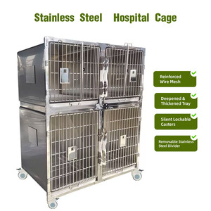 Jaula Veterinaria Personalizable con Soporte para Suero Intravenoso, Jaula de Acero Inoxidable 304 para Tratamiento de Animales, Hospital Veterinario y Peluquería Canina - Product Image 1