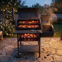 Barbecue fumoir au charbon moderne 3-en-1 avec protection haute pression, hauteur de cuisson réglable 35-58 cm, conception modulaire pour le camping en extérieur