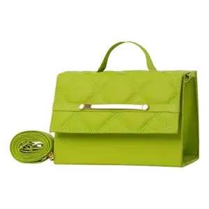 Sac bandoulière matelassé pour femme Bernie, doublure PU, fermeture éclair, style vintage, vert citron, imperméable, usage quotidien - Product Image 3