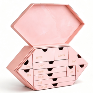 Pink Geometric Jewelry <b>Storage</b> Box with Drawers Large Capacity Makeup Organizer for Necklace <b>Ring</b> Earrings and Accessories - Product Image 1