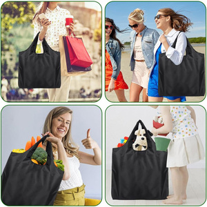Sac de transport pliable personnalisé, léger, réutilisable, en polyester, écologique, pour le rangement, les courses, les voyages, les courses d'épicerie - Product Image 4