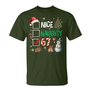 T-shirt de Noël Nice Naughty 67 pour adulte, unisexe, manches courtes, col rond, imprimé numérique, design de vacances - Product Image 1