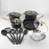 Ensemble de 12 ustensiles de cuisine en acier inoxydable noir, casseroles et poêles de cuisine