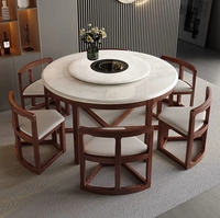 Juego de Comedor Moderno y Sencillo con Mesa Retráctil de Mármol y Sillas Plegables de Madera Maciza para Casa o Apartamento