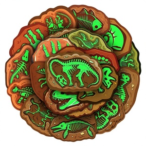 20 autocollants fosforescents de dinosaures, squelettes d'animaux préhistoriques, <span class=keywords><strong>ammonites</strong></span> rétro, amusants, imperméables, lumineux et décoratifs - Product Image 1