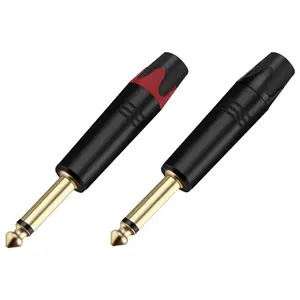 6.35mm Jack 3Poles Stereo 1/4 Inch 6.3mm Male Plug Soldering Wire Connectors Gold Plated Brass Microphone Plug Connector