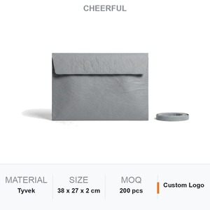Folio pour ordinateur portable en Tyvek gris ardoise, avec rabat magnétique, sans fermeture éclair, design enveloppe mince, pochette exécutive personnalisée avec gaufrage - Product Image 1