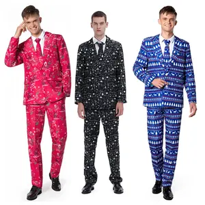 Herren Weihnachtsparty-Kleidanzug Polyester-Ballkostüm mit Hosen für Erwachsene Weihnachtsfeiern