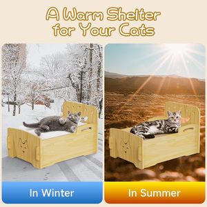 Cama de Madera para Gatos - Cama Interior para Mascotas, para Gatos, Perros, Conejos, Gatitos y Animales Pequeños, Antimicrobiana y Transpirable, Fácil de Montar - Product Image 2