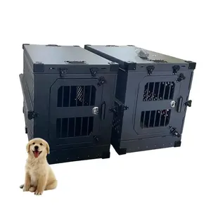 Aluminum 40" Dog Cages Collpasilbe Travel Impact Dog Kennels