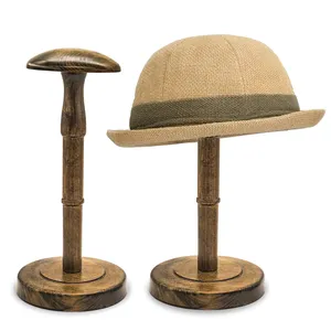 自立型帽子スタンド、卓上帽子ラック、キャップとウィッグ用の木製ディスプレイスタンドホルダー
