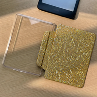 Casing Heksagonal Berkilau Iridescent untuk Kindle 6" Kindle Basic, Penutup Magnetik Kain Kanvas Payet Berkilau dengan Tali OEM Kustom