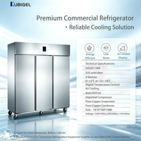 Réfrigérateur commercial vertical à refroidissement par air, grande capacité, température unique, 3 portes, dégivrage automatique, équipement de cuisine pour restaurant