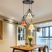 Luminaire suspendu LED moderne de luxe à trois têtes en fer avec fonction anti-éblouissement, finition noire pour restaurant, bar, salle à manger
