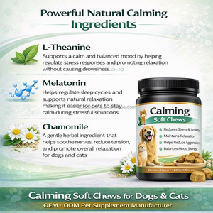 Friandises calmantes pour animaux de compagnie sous marque privée : Camomille et Racine de <span class=keywords><strong>Valériane</strong></span> pour chiens, chats, chatons et chiots – Soutien digestif sensible et anti-anxiété - Product Image 2