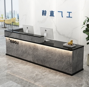 Muebles de Oficina Comerciales con Logotipo, Mostrador de Recepción en Forma de I, Mostrador de Recepción Moderno de Madera para Vestíbulo - Product Image 6