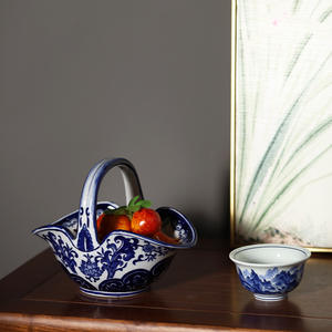 Jarrón azul y blanco con estampado 3D, zapatos de bailarina de cerámica, decoración del hogar, jarrón, cesta de dulces, adornos - Product Image 2