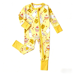 Unisex baby romper van bamboe en spandex met rits, geschikt voor pasgeborenen en peuters, als pyjama of slaapkleertjes. - Product Image 5