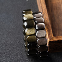 Bracelet en obsidienne argentée naturelle fait main, unisexe, pierre de la chance du vendredi, chaîne de main, charme porte-bonheur noir pour l'année du Zodiaque 2025