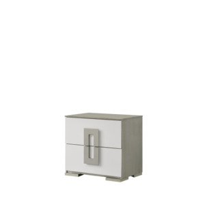 Comodino Olivia Contemporaneo a 2 Cassetti in Legno Bianco, Arredamento Moderno per Camera da Letto - Product Image 3