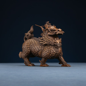 Bronze Qilin Figurine Traditional Design Copper <b>Craft</b> Desk Decor Home Office Gift - Product Image 2