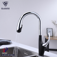 Robinet mitigeur pour évier de cuisine à retrait, poignée unique, noir, Chrome, avec tuyau Flexible
