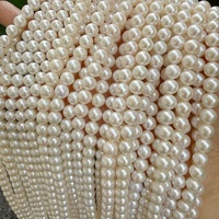 Chaîne de perles rondes cultivées naturelles AA de 6 mm, haute brillance, perles d'eau douce en vrac pour la fabrication de bijoux