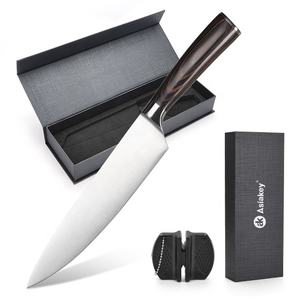 8インチキッチンスタッフ7cr17mov鍛造ブレードダマスカス柄プロシェフナイフナイフ研ぎ器ギフト付き - Product Image 1