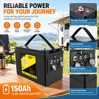 Baterai Lithium Lifepo4 12 8V 150Ah Isi Ulang Dengan Beberapa Port untuk Peralatan Camping Tenaga Surya Off Grid