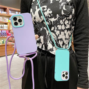 Étui en silicone liquide pour <span class=keywords><strong>iPhone</strong></span> 17 16 15 14 13 12 11 Pro Max XR XS 8 Plus-TPU PC Ins Collier Accrocher - Product Image 4