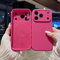 Coque de téléphone en silicone liquide pour iPhone 18 Pro Max//17/16, coque antichoc magnétique intégrée