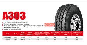 Neumático Radial AURUNZE 315/80R22.5 A303 de Alta Calidad para Camiones, 315/80R22.5 235/75R17.5, Neumáticos Radiales para Camiones de Servicio Pesado - Product Image 6