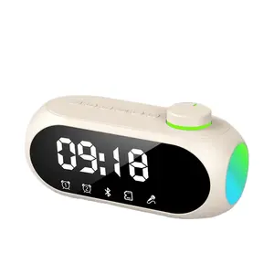 Reloj de utilidad de escritorio, reloj despertador, atmósfera RGB, volumen giratorio, altavoz Bluetooth multifuncional