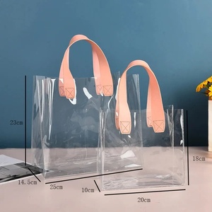 Borsa trasparente trasparente con manico in PVC di alta qualità borse per la spesa trasparenti piccola borsa regalo a mano Daisy - Product Image 2