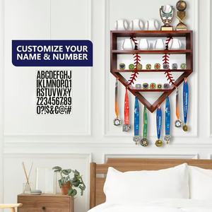 Wooden Baseball Display Rack Three Layer Wall Mounted Medal Shelf Custom Size Storage for <b>Trophies</b> Rings Souvenirs - Product Image 1