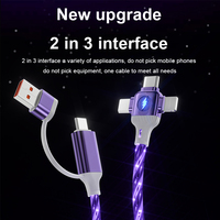 Câble lumineux USB Micro 8 broches 3-en-2 à charge rapide avec LED et flux lumineux pour téléphones mobiles iPhone et autres téléphones portables