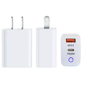 5V 3A 9V 2.22A 12V 1.67A 18W 20W Dual Port Cube Plug Power Charging Adapter USB Wall Charger Brick For AppleType C Charger