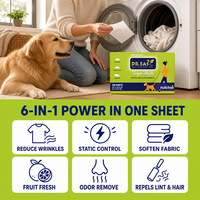 DR.EASY Sport & Pets Désodorisant Écologique en Feuilles pour Sèche-Linge - Effet 6-en-1 Parfum Fruits Frais Adoucissant Textile