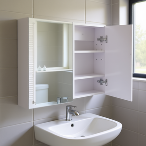 Mueble de Baño Moderno de MDF Blanco con Espejo, Solución de Almacenamiento Montada en la Pared - Product Image 2