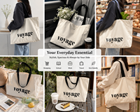 Sac fourre-tout en toile extra large imprimé, en toile de coton robuste, réutilisable pour les courses, idéal comme cadeau promotionnel