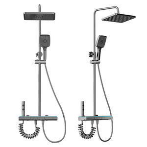 <span class=keywords><strong>Colonne</strong></span> <span class=keywords><strong>de</strong></span> <span class=keywords><strong>douche</strong></span> <span class=keywords><strong>thermostatique</strong></span> pressurisée en <span class=keywords><strong>cuivre</strong></span> gris anthracite avec affichage numérique LED <span class=keywords><strong>de</strong></span> la température, style minimaliste moderne pour hôtels et villas - Product Image 5