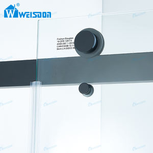 Pantalla de ducha negra mate para <span class=keywords><strong>bañera</strong></span> de vidrio templado doble deslizante sin marco de acero inoxidable Weisdon - Product Image 3
