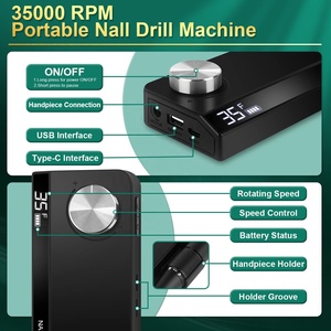 <span class=keywords><strong>Lima</strong></span> de Uñas Eléctrica de 35000 RPM con 7 Brocas y Bandas de Lijado, <span class=keywords><strong>Lima</strong></span> de Uñas Electrónica Portátil Recargable para Manicura en Casa o Salón - Product Image 4