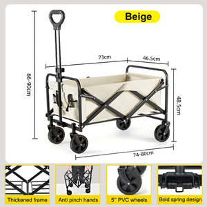 Çok Amaçlı Metal Çerçeveli Katlanabilir Plaj Bahçe Katlanabilir Açık Hava 4 Tekerlekli El Arabası Kamp Arabası - Product Image 2